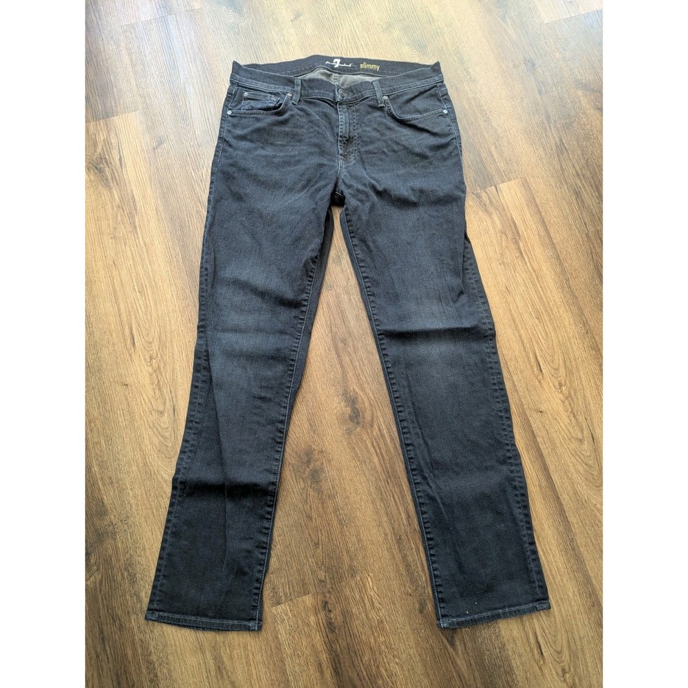 7 for All Mankind Jeans 36x32 Blue Dark Wash SLIMMY Stretch Slim‎ Straight Denim